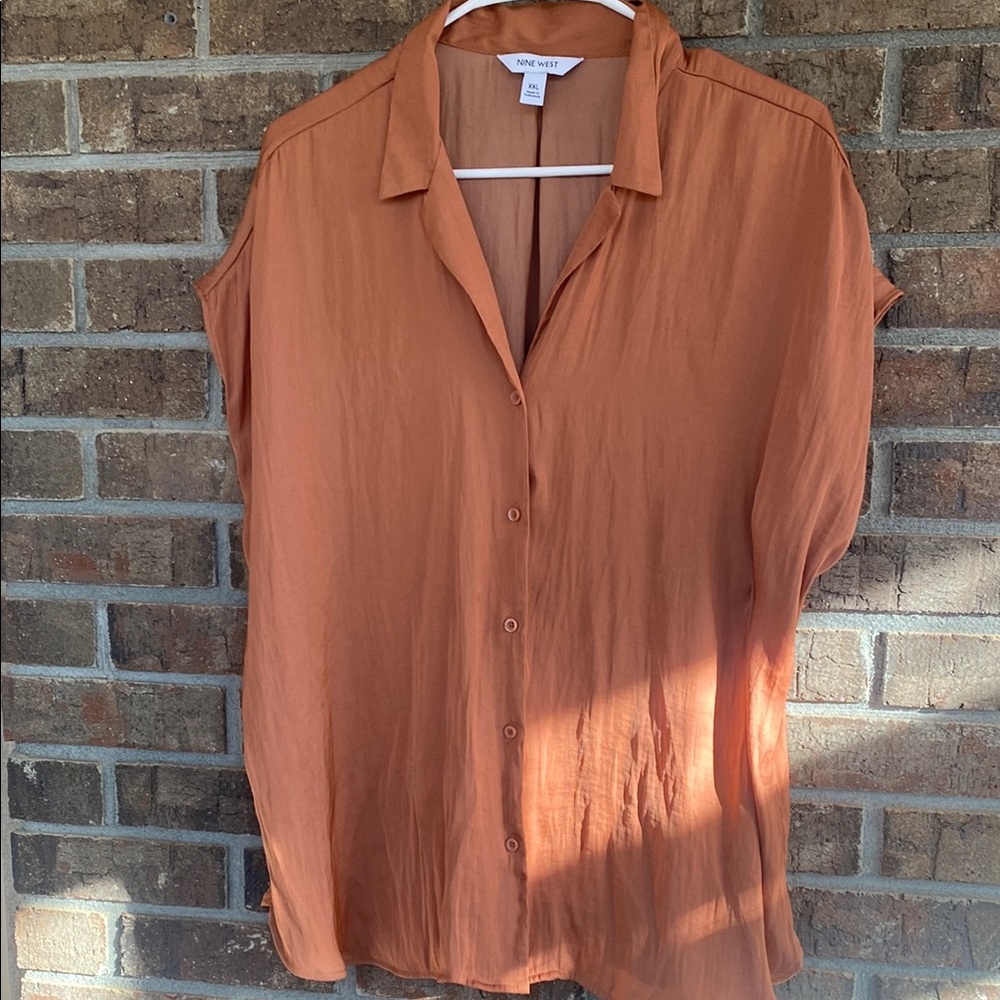 Nine West Terracotta Button-Down Shirt